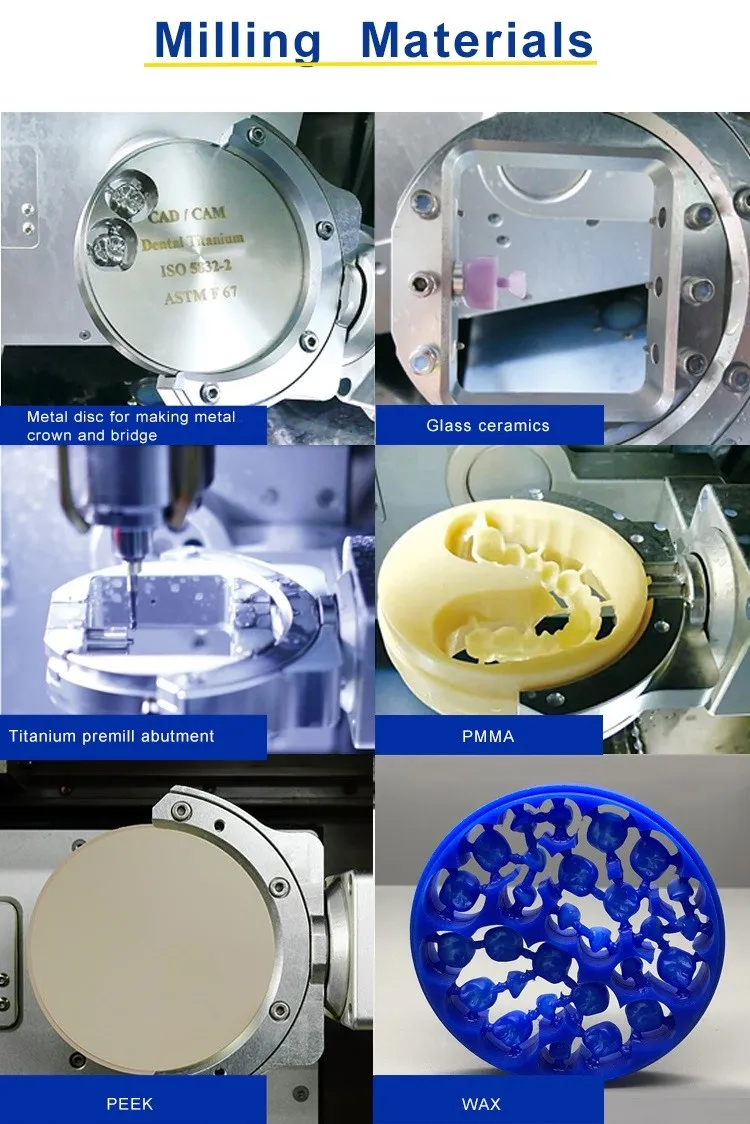 Dental 5 Axis Glass Ceramic Milling Machine MILLING MATERILS Dental 5 Axis Glass Ceramic Milling Machine MILLING MATERILS