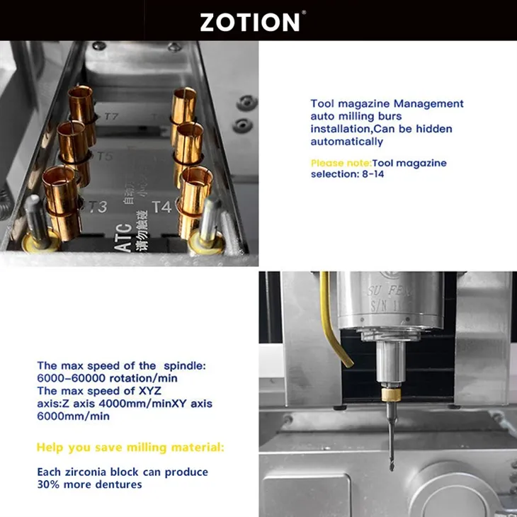 Dental Cadcam Milling Machine 5 Axis With Japan Panasonic Servo Motor